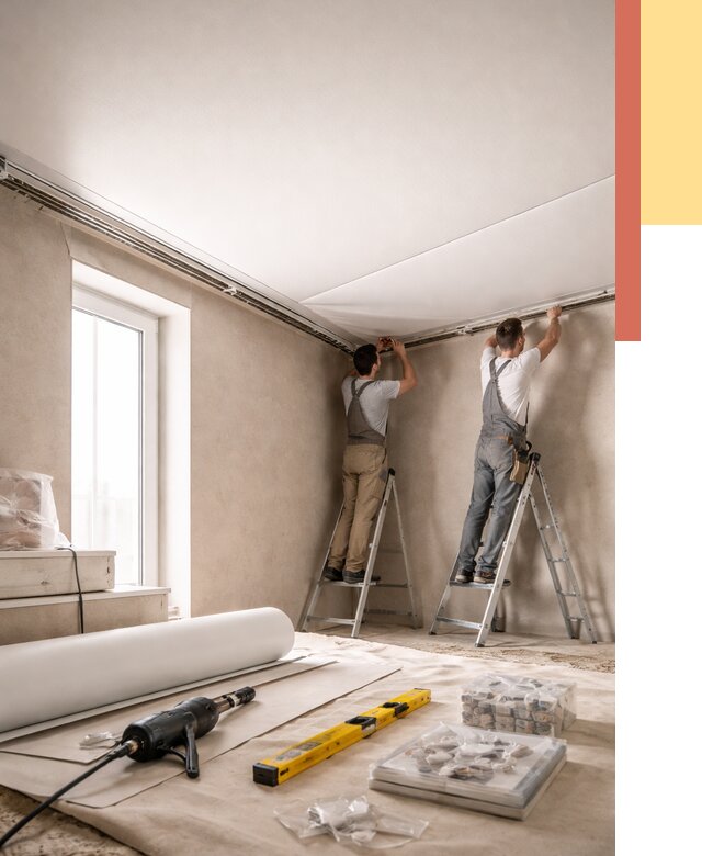 Монтаж натяжного потолка в спальне в Губкине от 3860 руб. под ключ | ОТДЕЛОЧНИК-Гбк