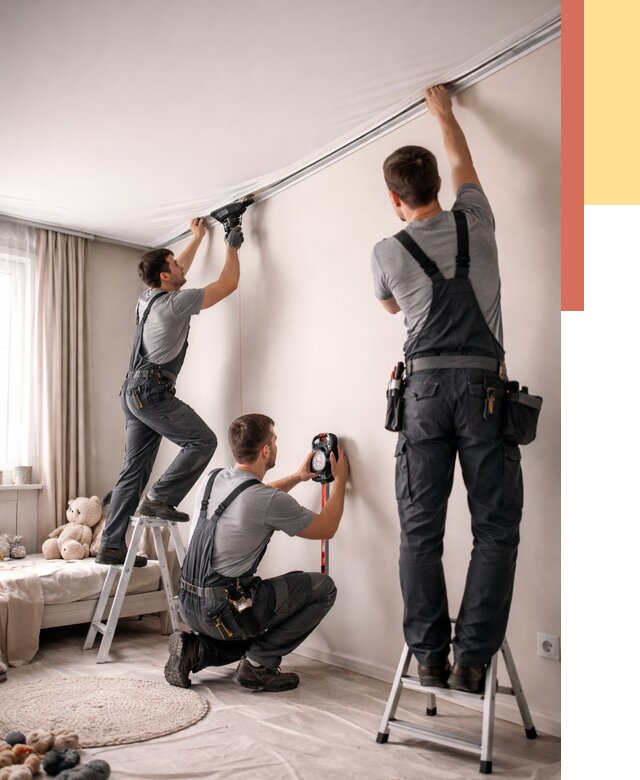 Монтаж натяжного потолка в детской в Губкине от 3555 руб. — быстро и недорого | ОТДЕЛОЧНИК-Гбк