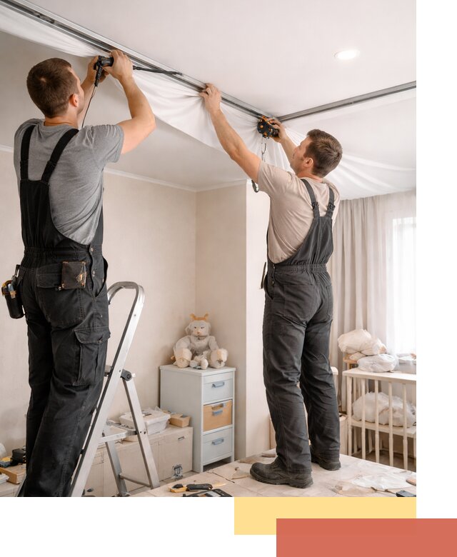 Монтаж натяжного потолка в детской комнате в Губкине