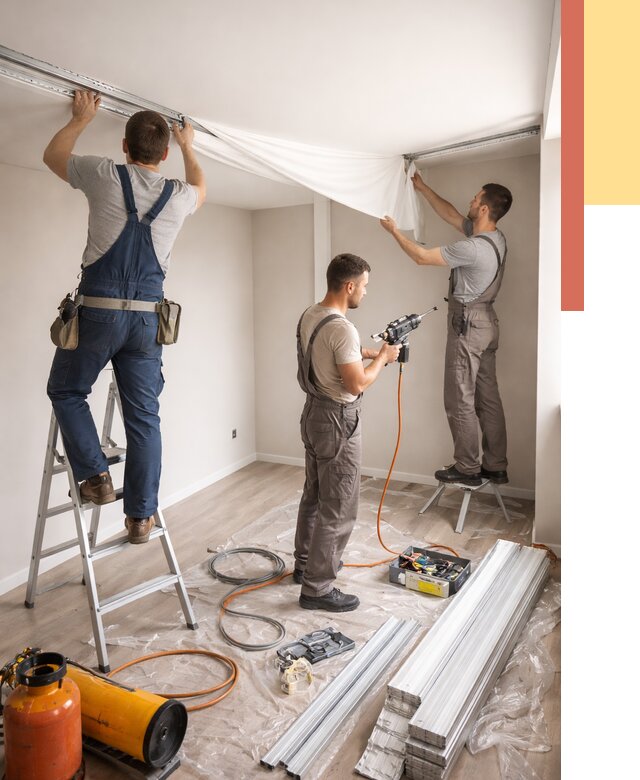 Монтаж натяжного потолка в студии в Губкине от 5587 руб. — быстро и недорого | ОТДЕЛОЧНИК-Гбк