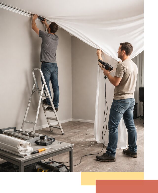 Монтаж натяжного потолка в студии в Губкине