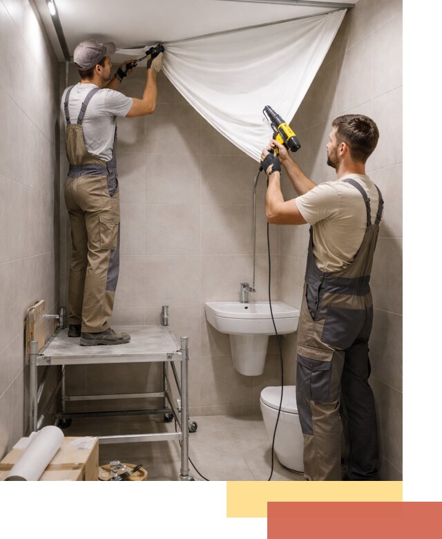 Монтаж натяжного потолка в санузле в Губкине