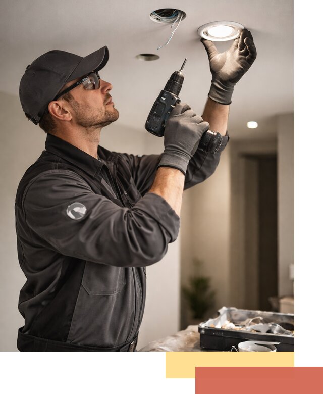 Установка точечных светильников в натяжной потолок в Губкине