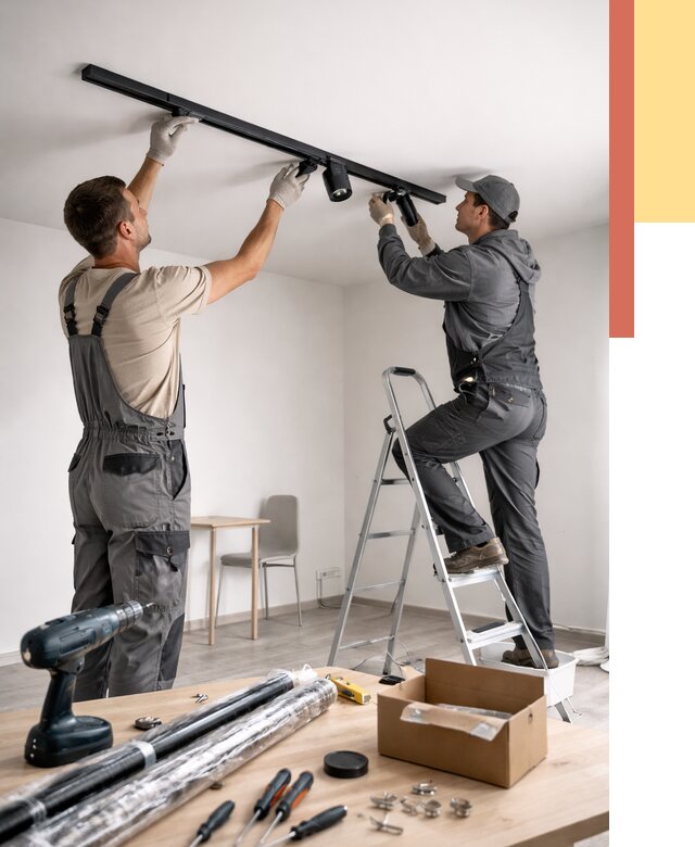 Установка трековых светильников в натяжной потолок в Губкине от 4266 руб. | ОТДЕЛОЧНИК-Гбк