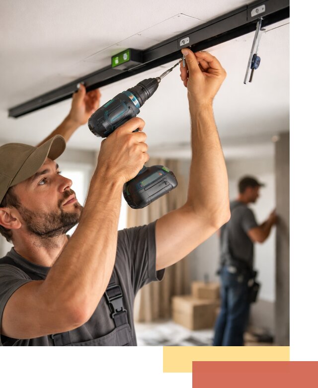 Установка трековых светильников в натяжной потолок в Губкине