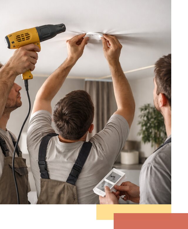 Ремонт прокола полотна натяжного потолка в Губкине