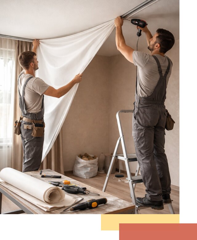 Замена полотна натяжного потолка в Губкине быстро и качественно