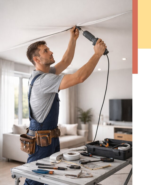 Ремонт натяжных потолков в Губкине от 9650 руб. под ключ — ОТДЕЛОЧНИК-Гбк