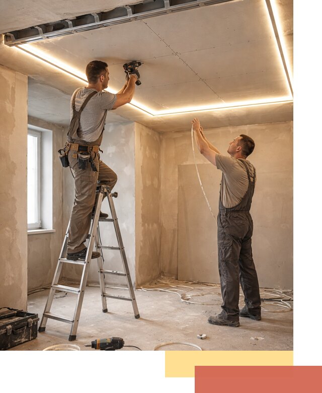 Потолок из гипсокартона с подсветкой в Губкине