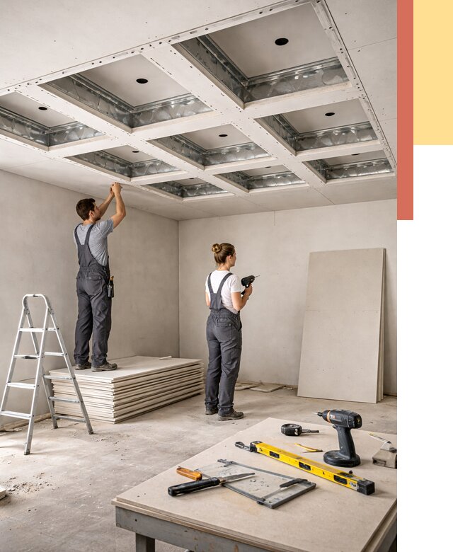 Кессонный потолок из гипсокартона в Губкине от 1879 руб. — монтаж и под ключ | ОТДЕЛОЧНИК-Гбк