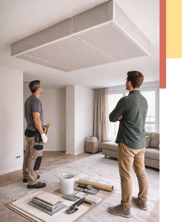 Короб на потолке из гипсокартона в Губкине от 2235 руб. — монтаж и услуги под ключ | ОТДЕЛОЧНИК-Гбк