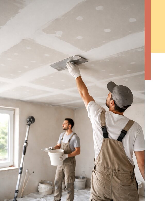 Шпаклевка потолка из гипсокартона в Губкине от 3251 руб./м2 — услуги под ключ | ОТДЕЛОЧНИК-Гбк