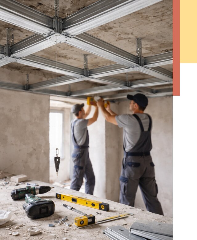 Монтаж каркаса потолка из профиля в Губкине от 4571 руб. — услуги ОТДЕЛОЧНИК-Гбк