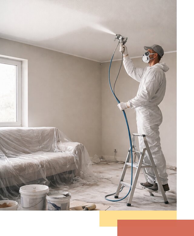 Покраска потолка краскопультом в Губкине быстро и качественно