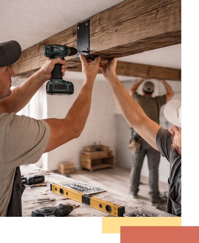 Монтаж декоративных потолочных балок в Губкине